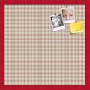 PinPix Decorative pin Cork Bulletin Board Made from self-Healing Canvas, Retro Pattern Printed at 20x20 Inches and Framed in Red Stain on Beech(WOM56673) view 1