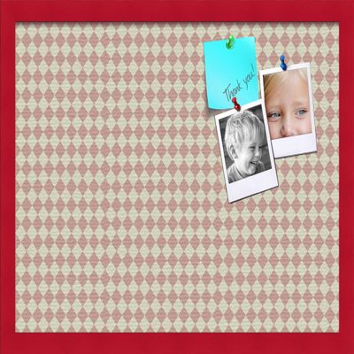 PinPix Decorative pin Cork Bulletin Board Made from self-Healing Canvas, Retro Pattern Printed at 24x16 Inches and Framed in Red Stain on Beech(WOM56673)