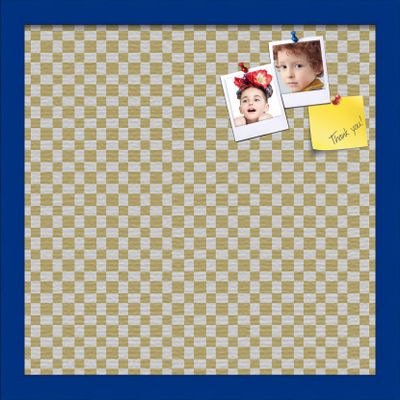 PinPix Decorative pin Cork Bulletin Board Made from Canvas, Retro Pattern Printed at 16x16 Inches and Framed in Blue Stain on Beech (PinPix-356)
