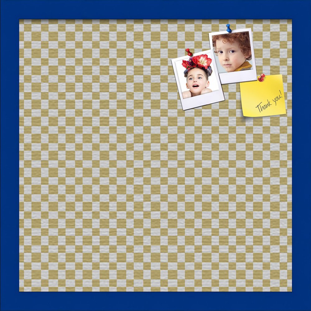 PinPix Decorative pin Cork Bulletin Board Made from Canvas, Retro Pattern Printed at 16x16 Inches and Framed in Blue Stain on Beech (PinPix-356)