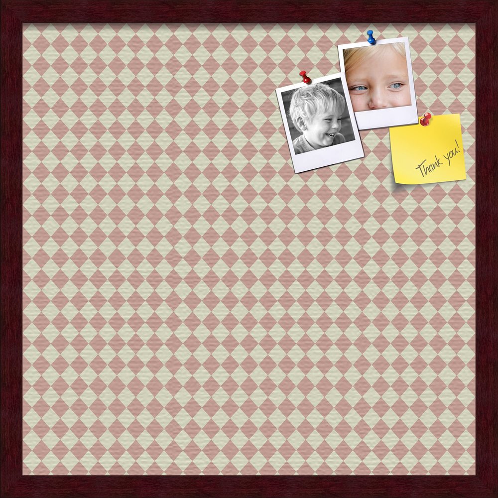 PinPix Decorative pin Cork Bulletin Board Made from self-Healing Canvas, Retro Pattern Printed at 20x20 Inches and Framed in Classic Mahogany Frame(WOM59504)