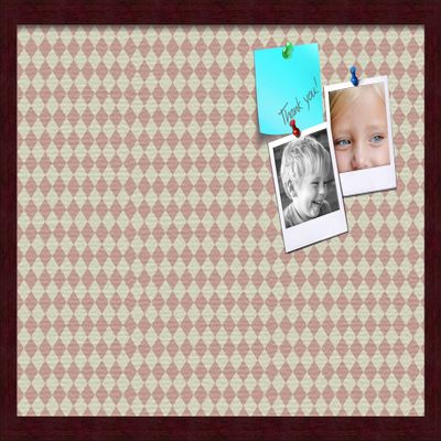 PinPix Decorative pin Cork Bulletin Board Made from self-Healing Canvas, Retro Pattern Printed at 24x16 Inches and Framed in Classic Mahogany Frame(WOM59504)