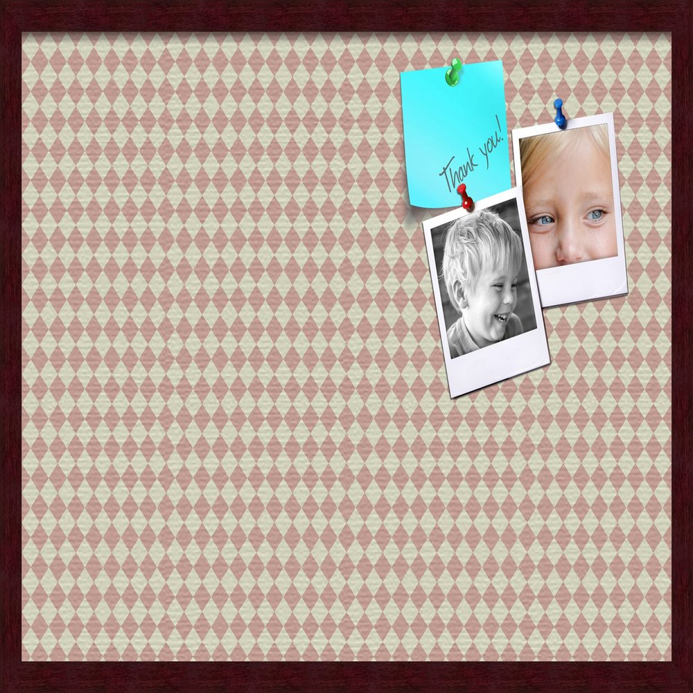 PinPix Decorative pin Cork Bulletin Board Made from self-Healing Canvas, Retro Pattern Printed at 30x20 Inches and Framed in Classic Mahogany Frame(WOM59504)