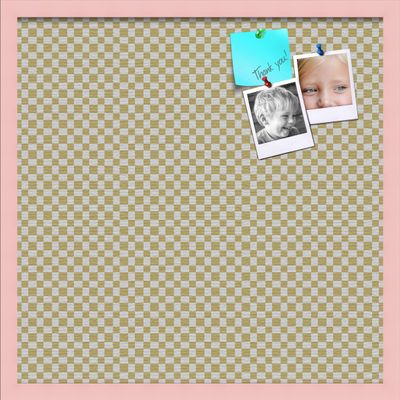 PinPix Decorative pin Cork Bulletin Board Made from Canvas, Retro Pattern Printed at 24x24 Inches and Framed in Baby Pink Stain on Beech (PinPix-356)