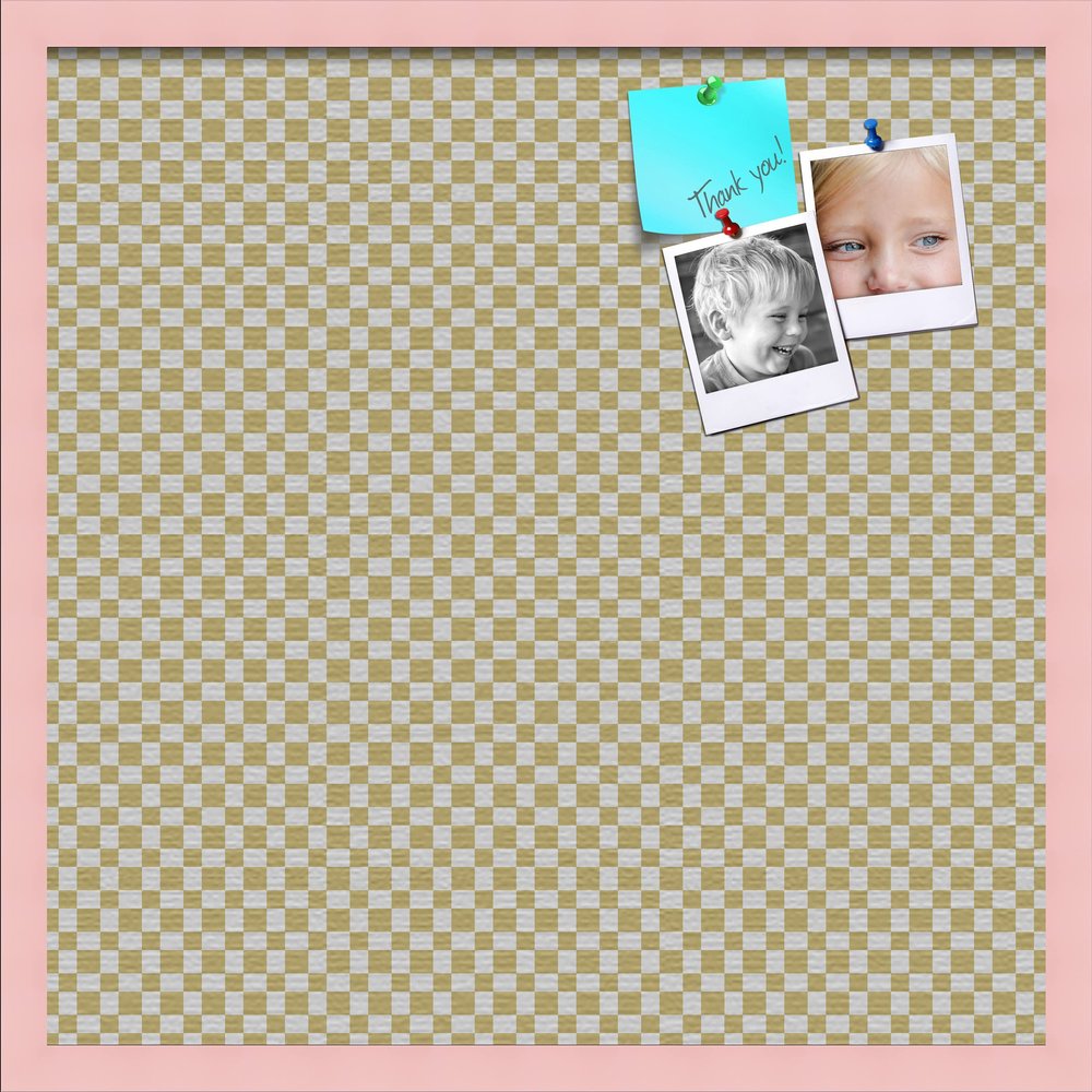 PinPix Decorative pin Cork Bulletin Board Made from Canvas, Retro Pattern Printed at 24x24 Inches and Framed in Baby Pink Stain on Beech (PinPix-356)