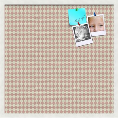 PinPix Decorative pin Cork Bulletin Board Made from self-Healing Canvas, Retro Pattern Printed at 24x24 Inches and Framed in Satin White Frame(WOM59504)