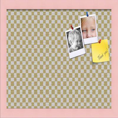 PinPix Decorative pin Cork Bulletin Board Made from Canvas, Retro Pattern Printed at 18x12 Inches and Framed in Baby Pink Stain on Beech (PinPix-356)