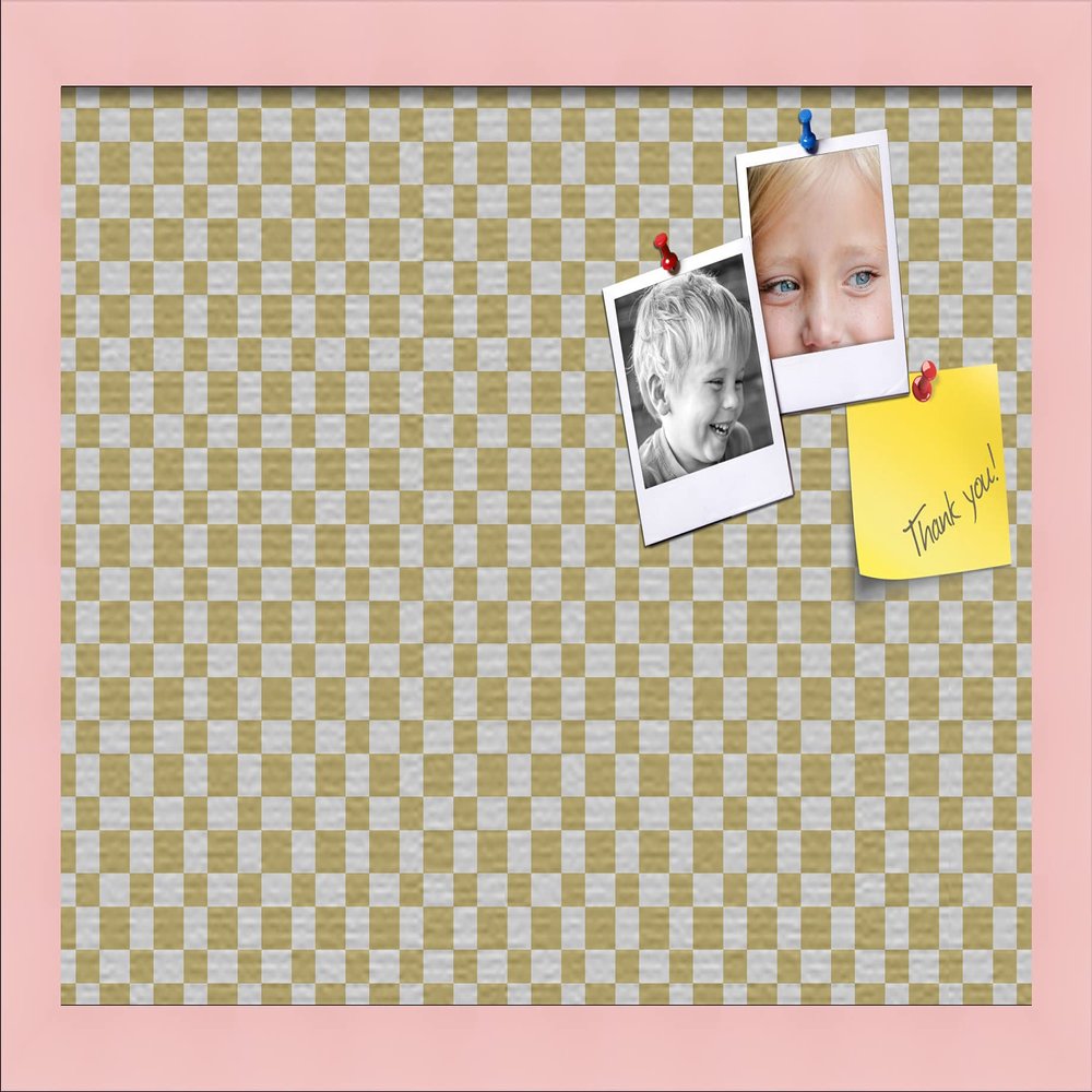PinPix Decorative pin Cork Bulletin Board Made from Canvas, Retro Pattern Printed at 18x12 Inches and Framed in Baby Pink Stain on Beech (PinPix-356)