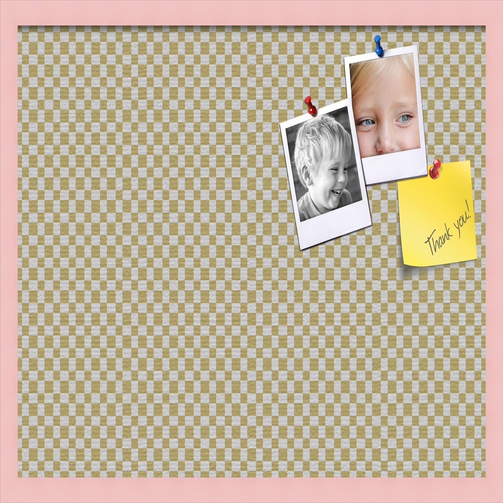 PinPix Decorative pin Cork Bulletin Board Made from Canvas, Retro Pattern Printed at 30x20 Inches and Framed in Baby Pink Stain on Beech (PinPix-356)