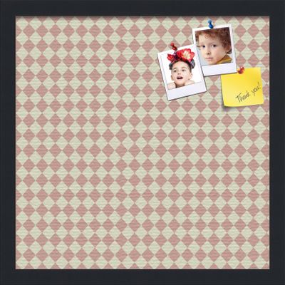 PinPix Decorative pin Cork Bulletin Board Made from Canvas, Retro Pattern Printed at 16x16 Inches and Framed in Satin Black (PinPix-348)