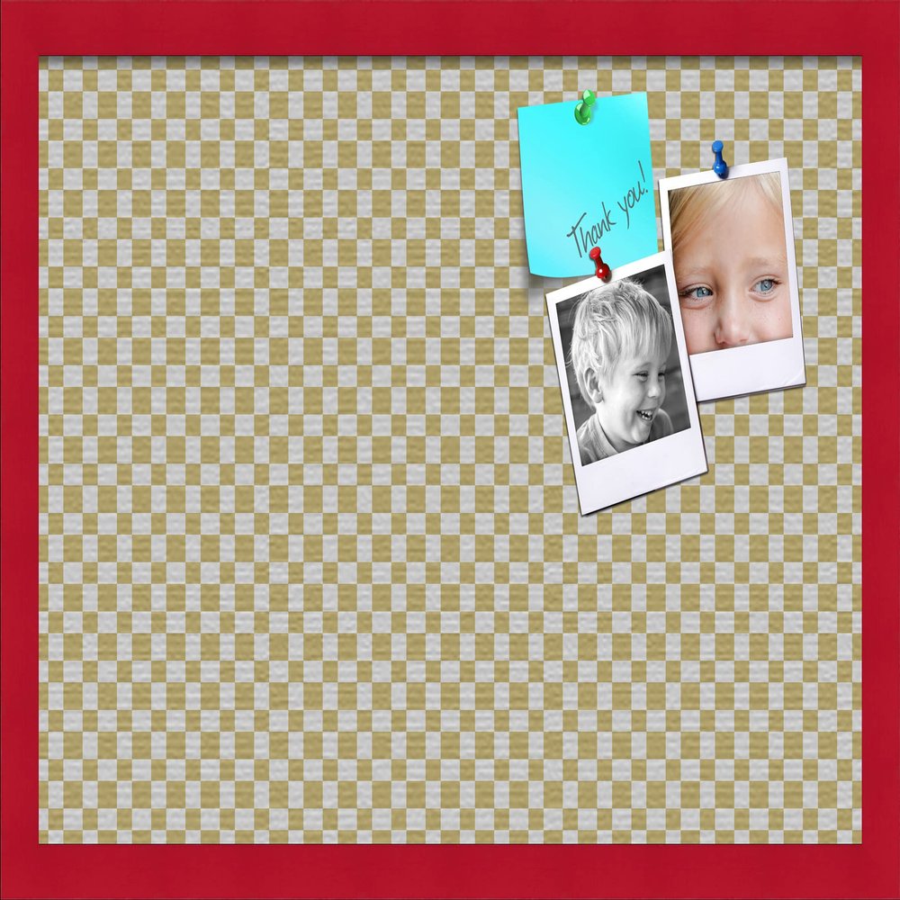 PinPix Decorative pin Cork Bulletin Board Made from self-Healing Canvas, Retro Pattern Printed at 24x16 Inches and Framed in Red Stain on Beech(WOM56673)
