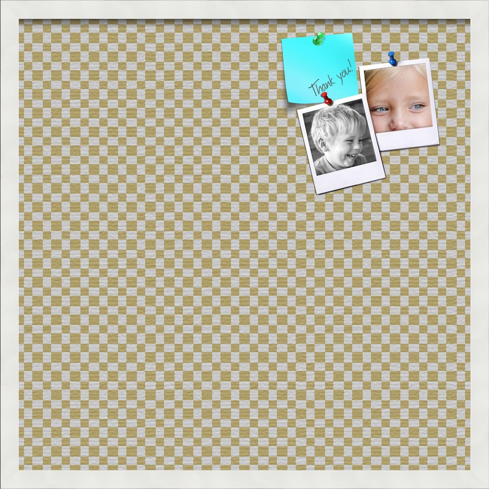 PinPix Decorative pin Cork Bulletin Board Made from self-Healing Canvas, Retro Pattern Printed at 24x24 Inches and Framed in Satin White Frame(WOM59504)