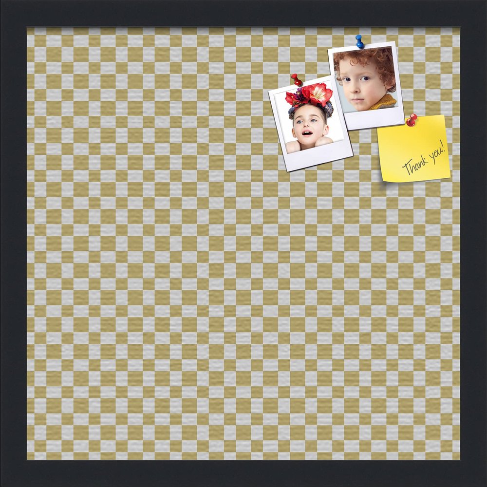 PinPix Decorative pin Cork Bulletin Board Made from Canvas, Retro Pattern Printed at 16x16 Inches and Framed in Satin Black (PinPix-356)