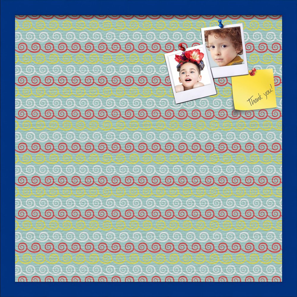 PinPix Decorative pin Cork Bulletin Board Made from Canvas, Vivid Pattern Printed at 20x20 Inches and Framed in Blue Stain on Beech (PinPix-358)