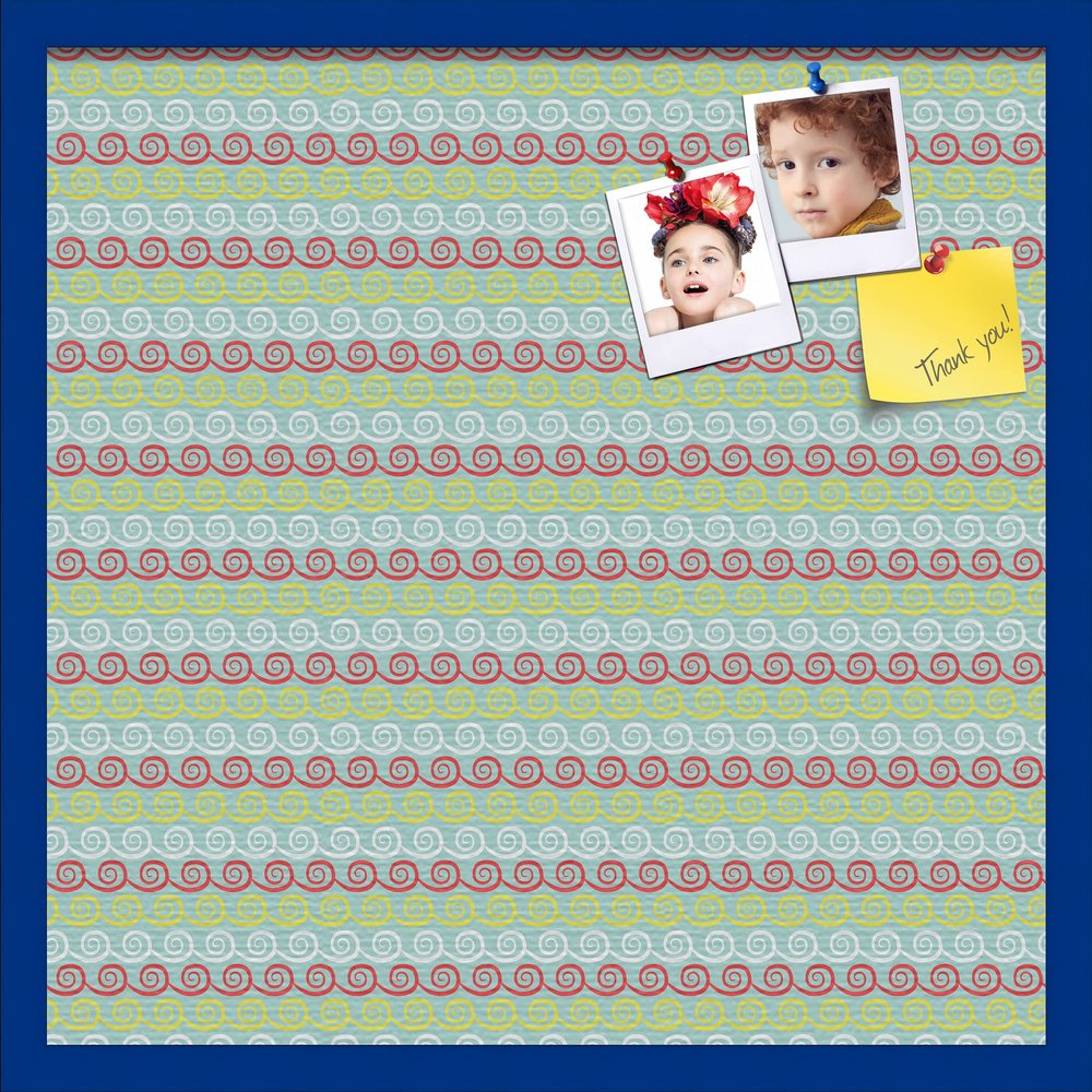 PinPix Decorative pin Cork Bulletin Board Made from Canvas, Vivid Pattern Printed at 24x24 Inches and Framed in Blue Stain on Beech (PinPix-358)