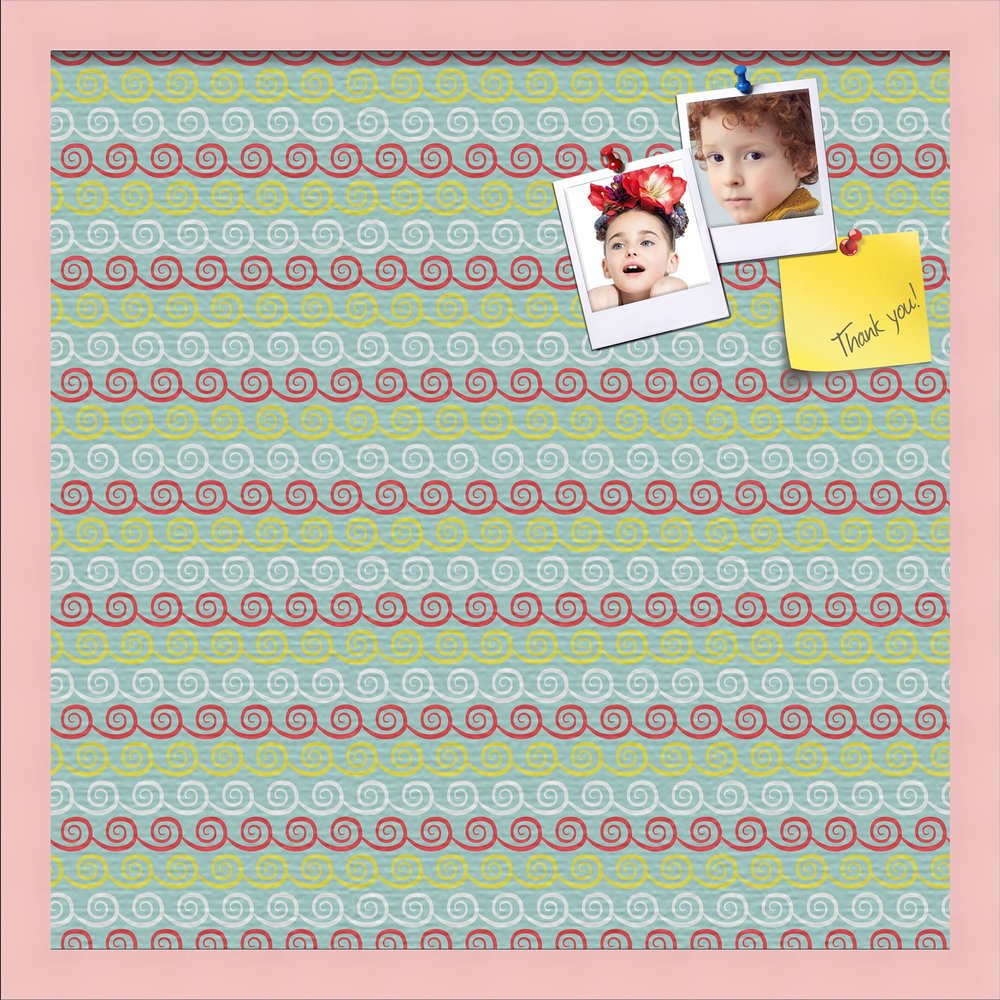 PinPix Decorative pin Cork Bulletin Board Made from Canvas, Vivid Pattern Printed at 20x20 Inches and Framed in Baby Pink Stain on Beech (PinPix-358)