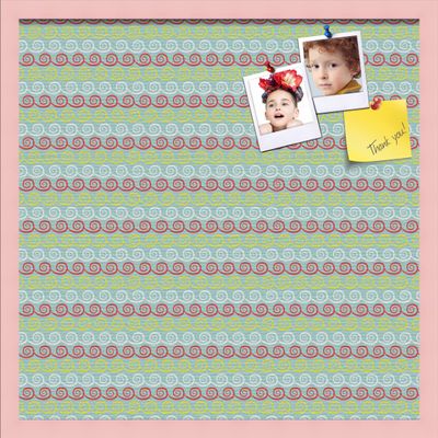 PinPix Decorative pin Cork Bulletin Board Made from Canvas, Vivid Pattern Printed at 24x24 Inches and Framed in Baby Pink Stain on Beech (PinPix-358)