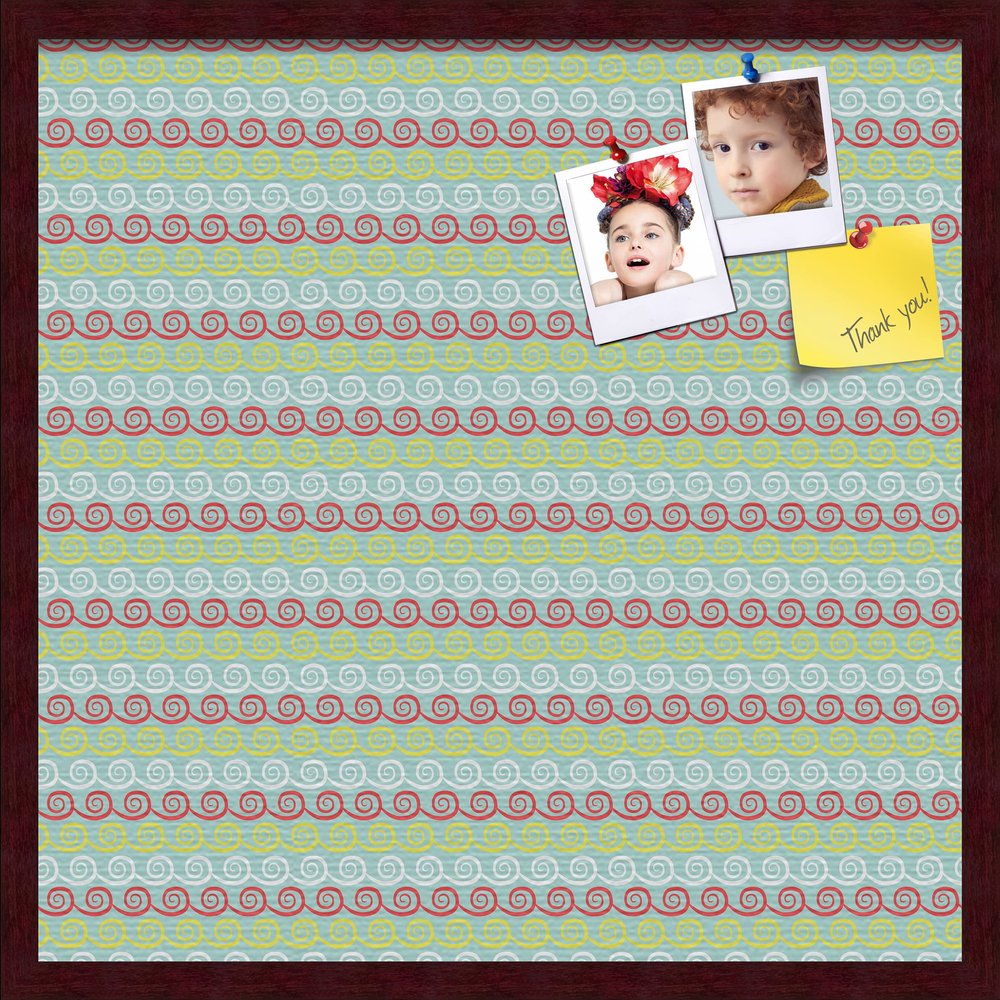 PinPix Decorative pin Cork Bulletin Board Made from self-Healing Canvas, Vivid Pattern Printed at 24x24 Inches and Framed in Classic Mahogany Frame(WOM59504)
