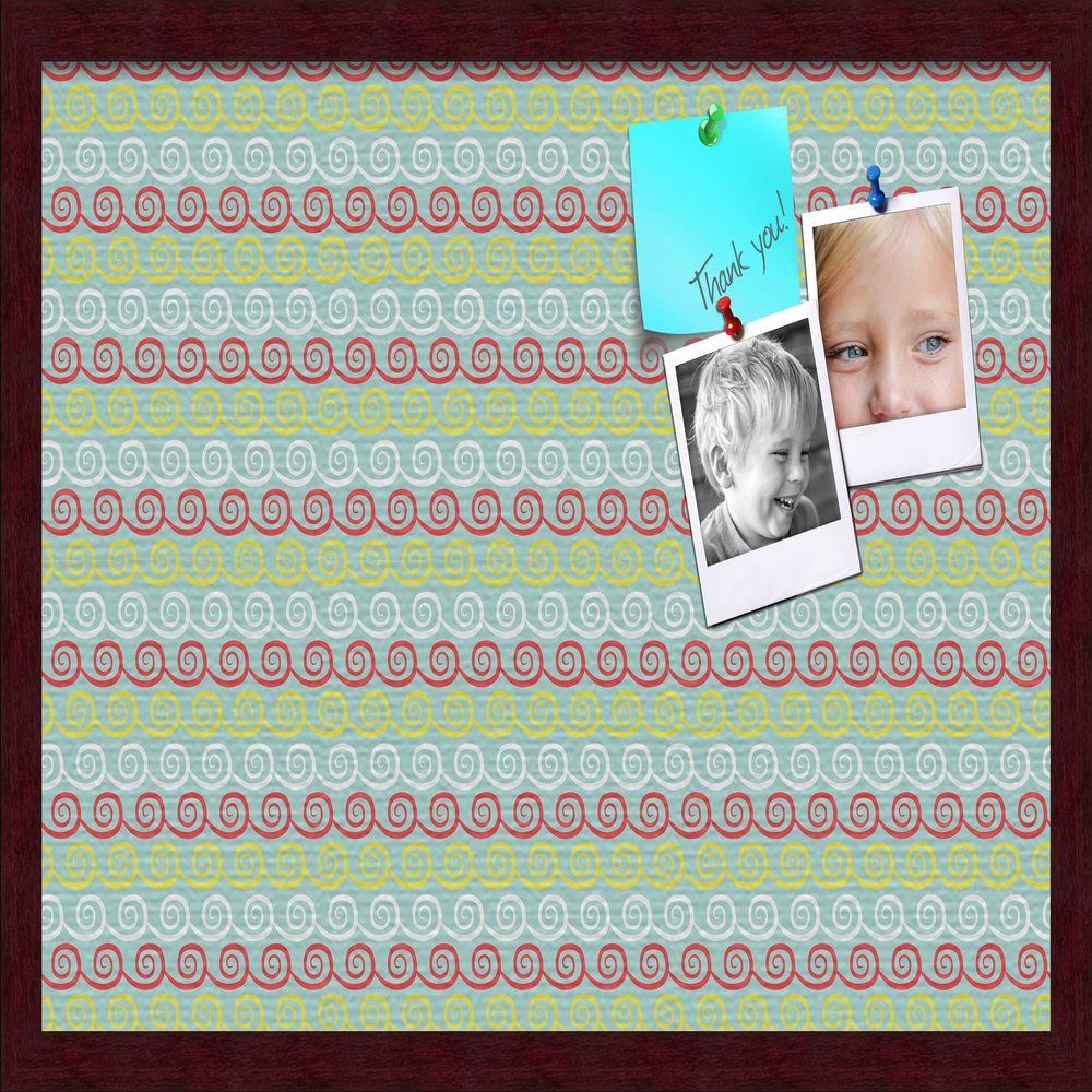 PinPix Decorative pin Cork Bulletin Board Made from self-Healing Canvas, Vivid Pattern Printed at 24x16 Inches and Framed in Classic Mahogany Frame(WOM59504)