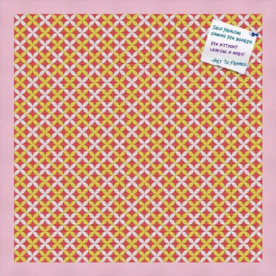 PinPix Decorative pin Cork Bulletin Board Made from Canvas, Vivid Pattern Printed at 20x20 Inches and Framed in Baby Pink Stain on Beech (PinPix-359)