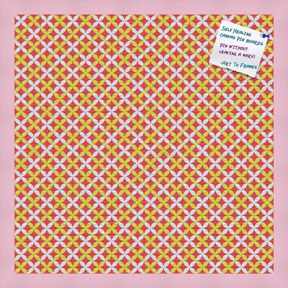 PinPix Decorative pin Cork Bulletin Board Made from Canvas, Vivid Pattern Printed at 20x20 Inches and Framed in Baby Pink Stain on Beech (PinPix-359)