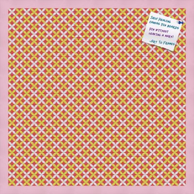 PinPix Decorative pin Cork Bulletin Board Made from Canvas, Vivid Pattern Printed at 24x24 Inches and Framed in Baby Pink Stain on Beech (PinPix-359)