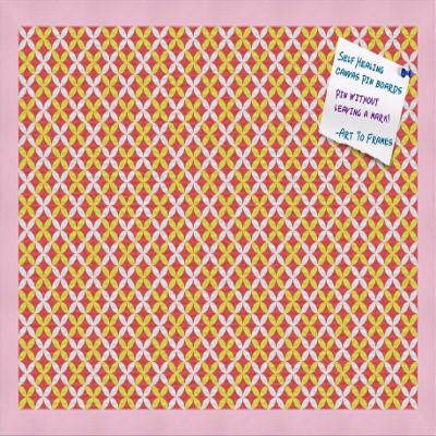 PinPix Decorative pin Cork Bulletin Board Made from Canvas, Vivid Pattern Printed at 24x16 Inches and Framed in Baby Pink Stain on Beech (PinPix-359)