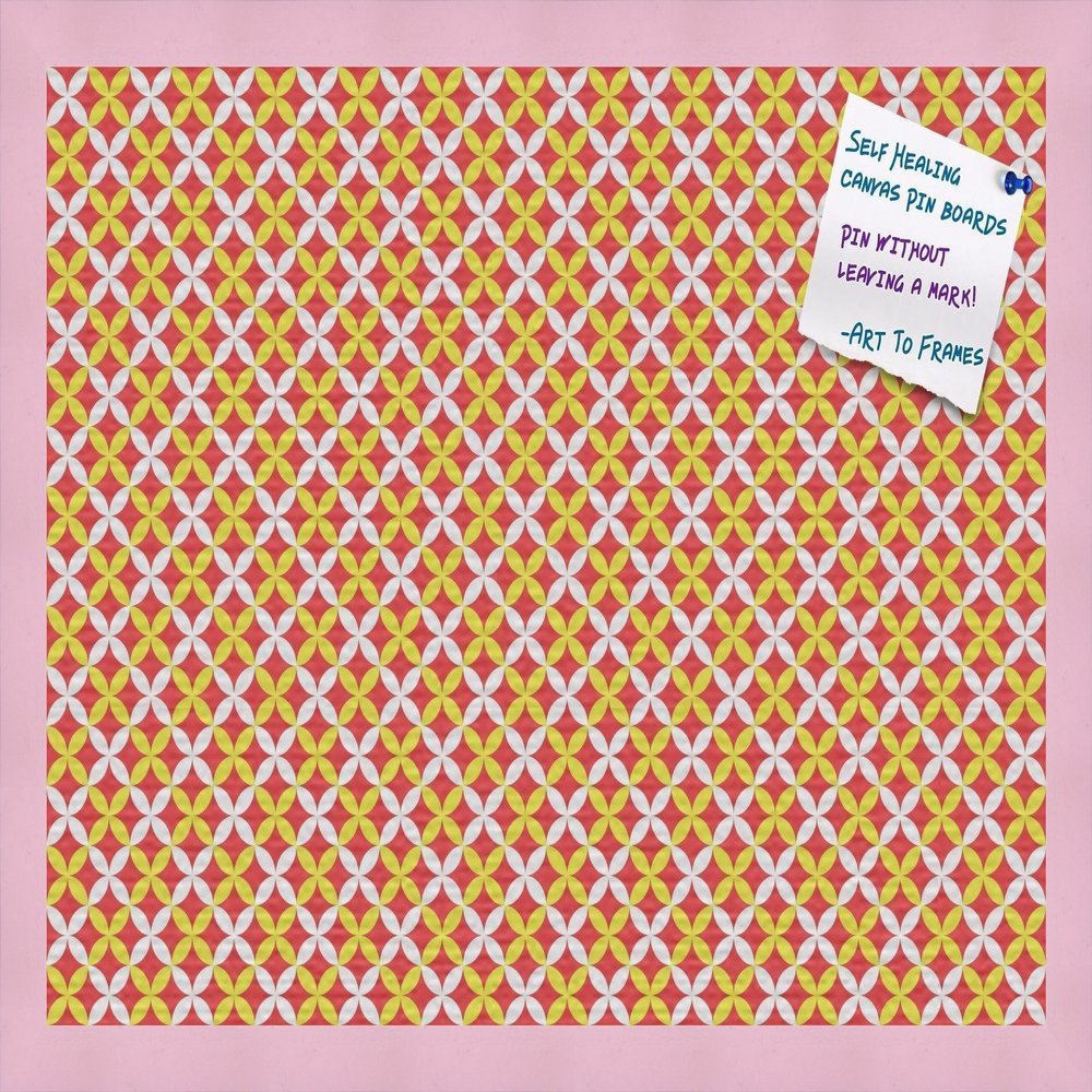 PinPix Decorative pin Cork Bulletin Board Made from Canvas, Vivid Pattern Printed at 24x16 Inches and Framed in Baby Pink Stain on Beech (PinPix-359)