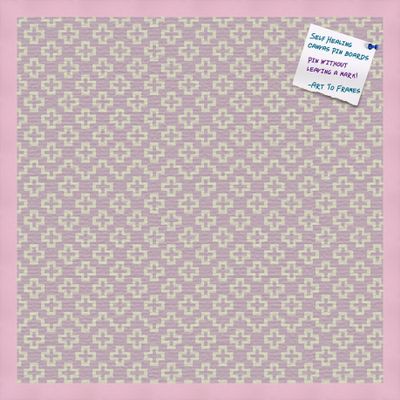 PinPix Decorative pin Cork Bulletin Board Made from Canvas, Retro Pattern Printed at 24x24 Inches and Framed in Baby Pink Stain on Beech (PinPix-352)
