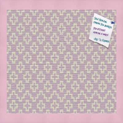 PinPix Decorative pin Cork Bulletin Board Made from Canvas, Retro Pattern Printed at 18x12 Inches and Framed in Baby Pink Stain on Beech (PinPix-352)
