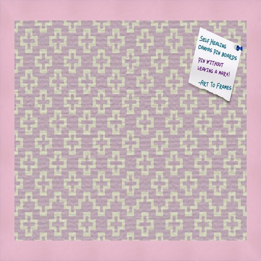 PinPix Decorative pin Cork Bulletin Board Made from Canvas, Retro Pattern Printed at 18x12 Inches and Framed in Baby Pink Stain on Beech (PinPix-352)