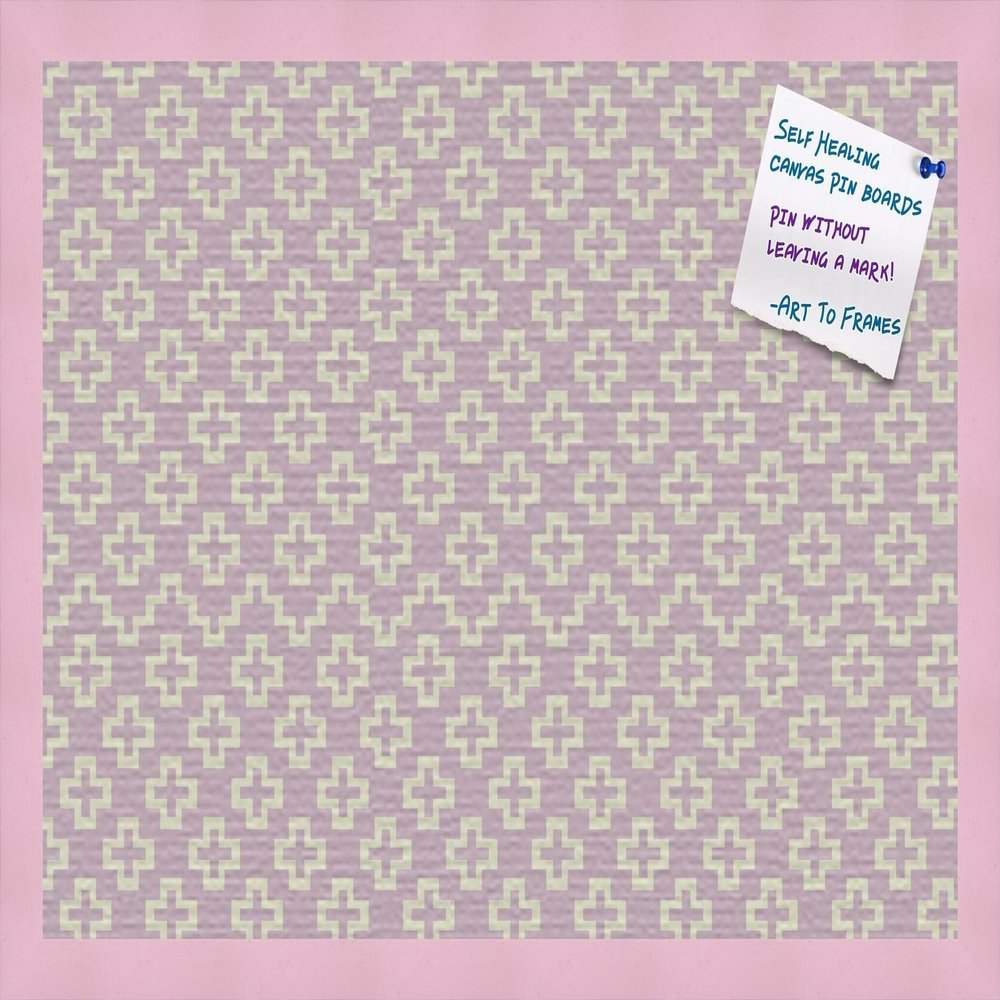 PinPix Decorative pin Cork Bulletin Board Made from Canvas, Retro Pattern Printed at 24x16 Inches and Framed in Baby Pink Stain on Beech (PinPix-352)