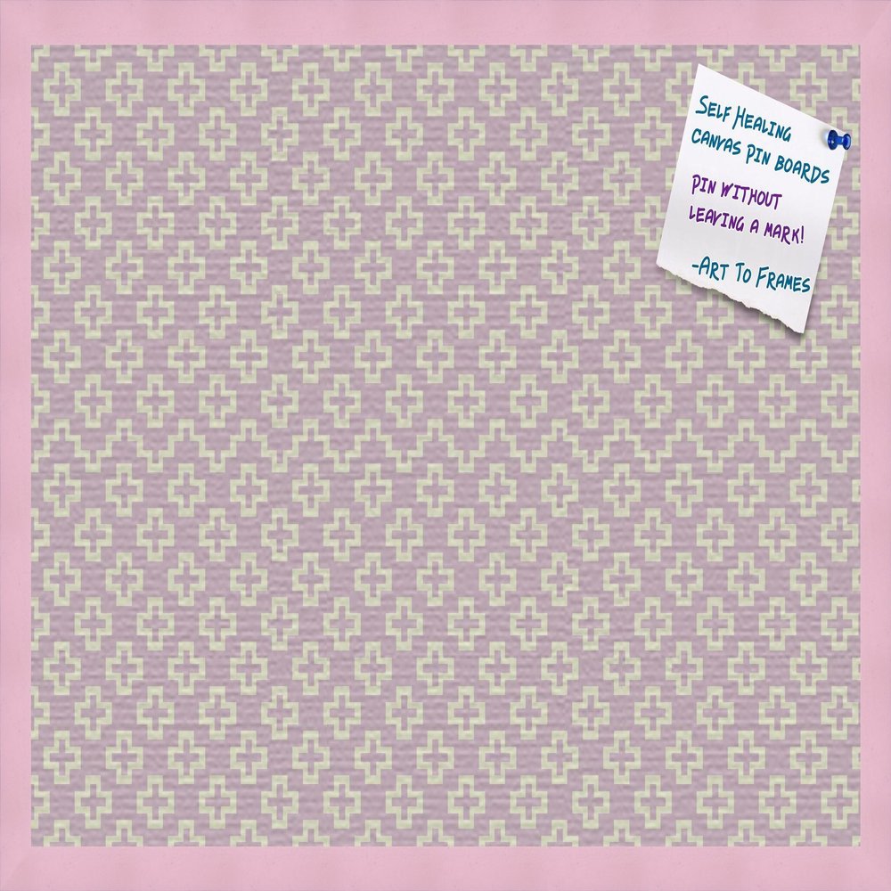 PinPix Decorative pin Cork Bulletin Board Made from Canvas, Retro Pattern Printed at 30x20 Inches and Framed in Baby Pink Stain on Beech (PinPix-352)