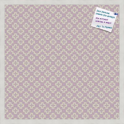PinPix Decorative pin Cork Bulletin Board Made from self-Healing Canvas, Retro Pattern Printed at 24x24 Inches and Framed in Satin White Frame(WOM59504)