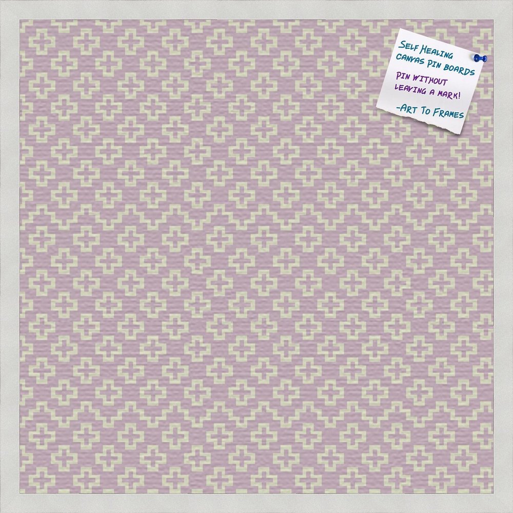 PinPix Decorative pin Cork Bulletin Board Made from self-Healing Canvas, Retro Pattern Printed at 24x24 Inches and Framed in Satin White Frame(WOM59504)