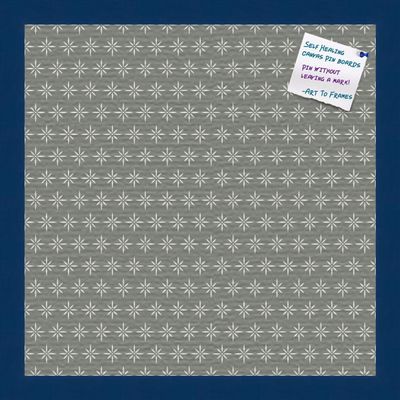 PinPix Decorative pin Cork Bulletin Board Made from Canvas, Retro Pattern Printed at 16x16 Inches and Framed in Blue Stain on Beech (PinPix-384)