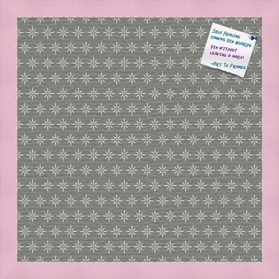 PinPix Decorative pin Cork Bulletin Board Made from Canvas, Retro Pattern Printed at 16x16 Inches and Framed in Baby Pink Stain on Beech (PinPix-384)