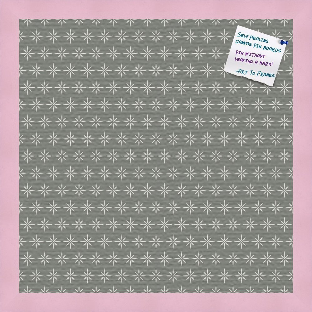 PinPix Decorative pin Cork Bulletin Board Made from Canvas, Retro Pattern Printed at 16x16 Inches and Framed in Baby Pink Stain on Beech (PinPix-384)