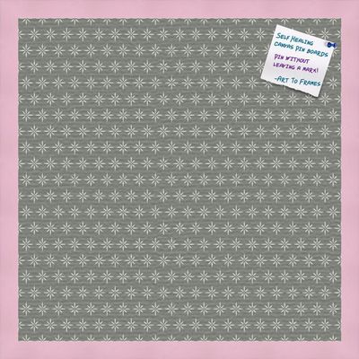 PinPix Decorative pin Cork Bulletin Board Made from Canvas, Retro Pattern Printed at 20x20 Inches and Framed in Baby Pink Stain on Beech (PinPix-384)
