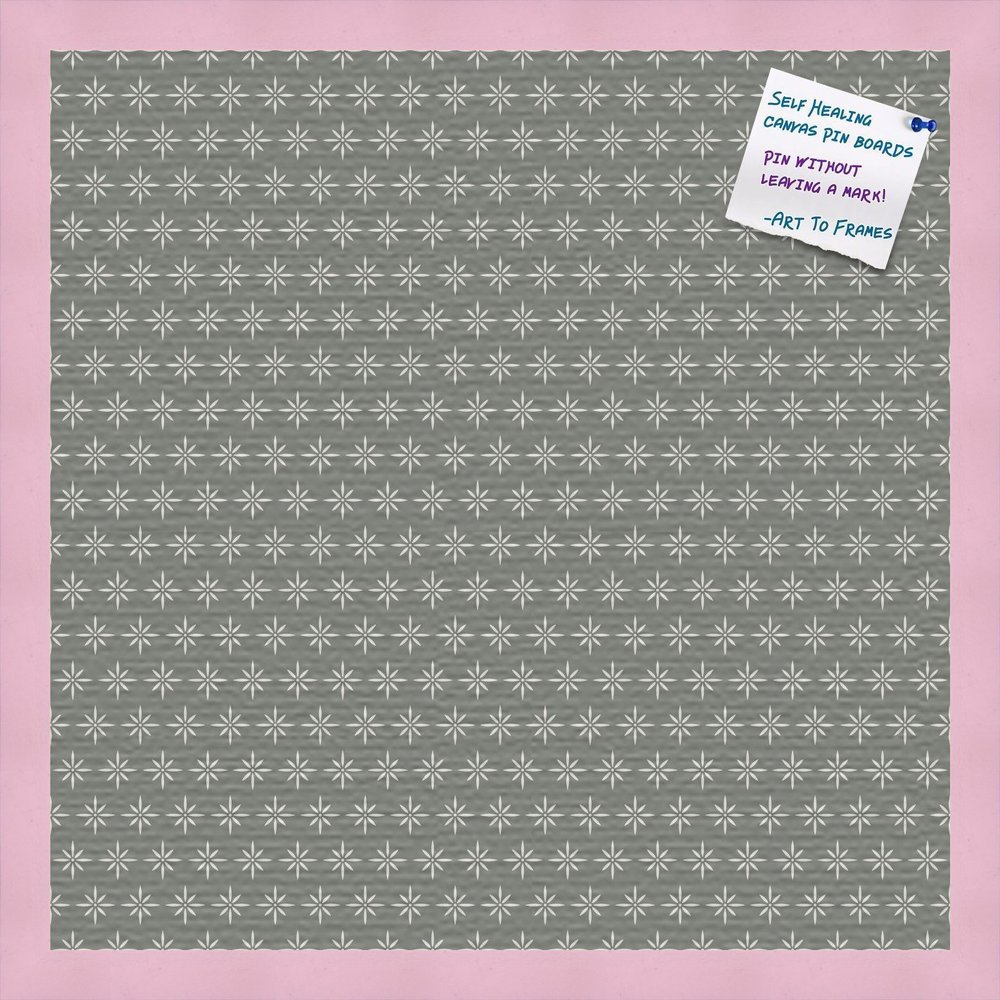 PinPix Decorative pin Cork Bulletin Board Made from Canvas, Retro Pattern Printed at 20x20 Inches and Framed in Baby Pink Stain on Beech (PinPix-384)
