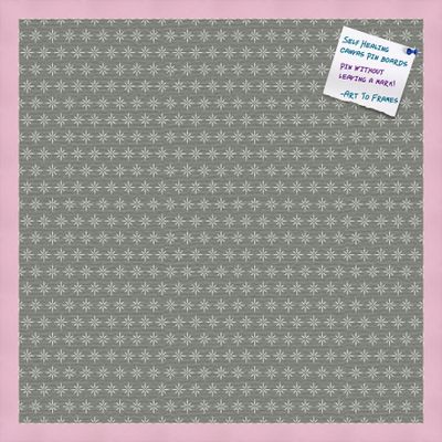 PinPix Decorative pin Cork Bulletin Board Made from Canvas, Retro Pattern Printed at 24x24 Inches and Framed in Baby Pink Stain on Beech (PinPix-384)