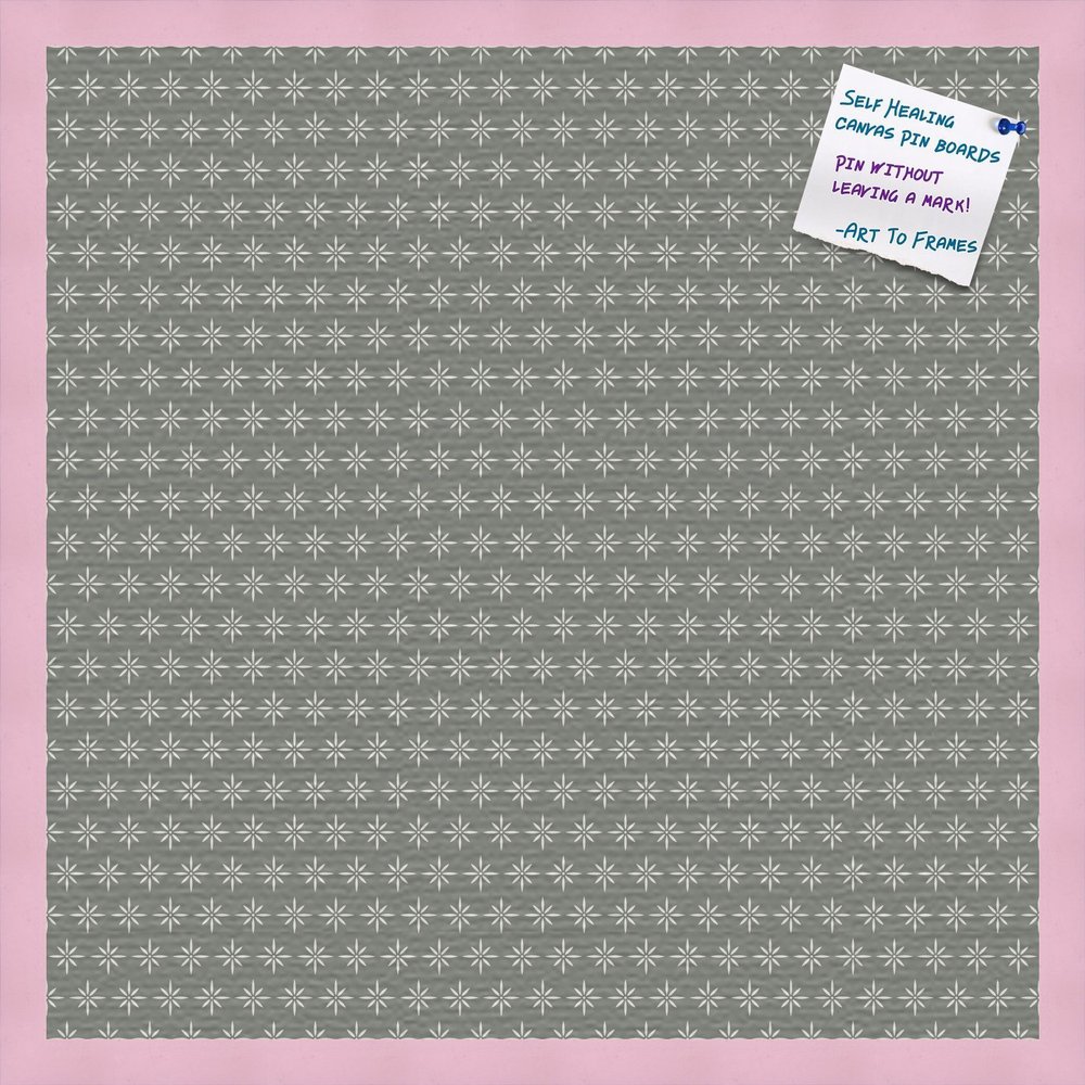 PinPix Decorative pin Cork Bulletin Board Made from Canvas, Retro Pattern Printed at 24x24 Inches and Framed in Baby Pink Stain on Beech (PinPix-384)