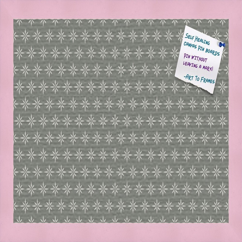 PinPix Decorative pin Cork Bulletin Board Made from Canvas, Retro Pattern Printed at 18x12 Inches and Framed in Baby Pink Stain on Beech (PinPix-384)