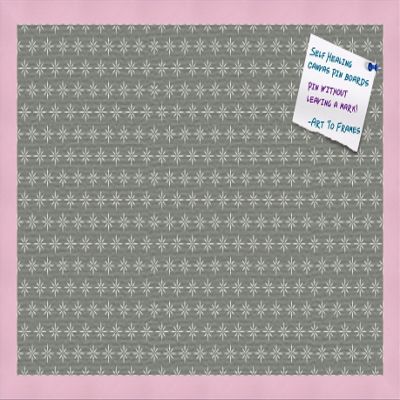 PinPix Decorative pin Cork Bulletin Board Made from Canvas, Retro Pattern Printed at 24x16 Inches and Framed in Baby Pink Stain on Beech (PinPix-384)