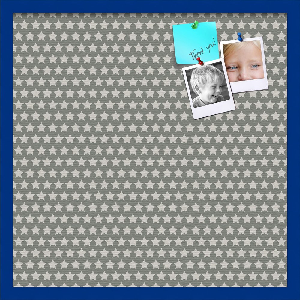 PinPix Decorative pin Cork Bulletin Board Made from Canvas, Retro Pattern Printed at 24x24 Inches and Framed in Blue Stain on Beech (PinPix-385)
