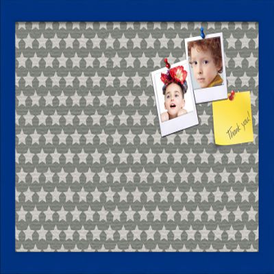 PinPix Decorative pin Cork Bulletin Board Made from Canvas, Retro Pattern Printed at 18x12 Inches and Framed in Blue Stain on Beech (PinPix-385)