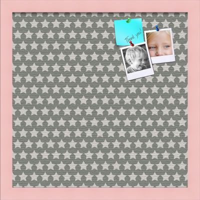 PinPix Decorative pin Cork Bulletin Board Made from Canvas, Retro Pattern Printed at 16x16 Inches and Framed in Baby Pink Stain on Beech (PinPix-385)
