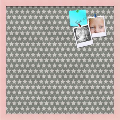 PinPix Decorative pin Cork Bulletin Board Made from Canvas, Retro Pattern Printed at 20x20 Inches and Framed in Baby Pink Stain on Beech (PinPix-385)