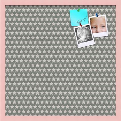 PinPix Decorative pin Cork Bulletin Board Made from Canvas, Retro Pattern Printed at 24x24 Inches and Framed in Baby Pink Stain on Beech (PinPix-385)