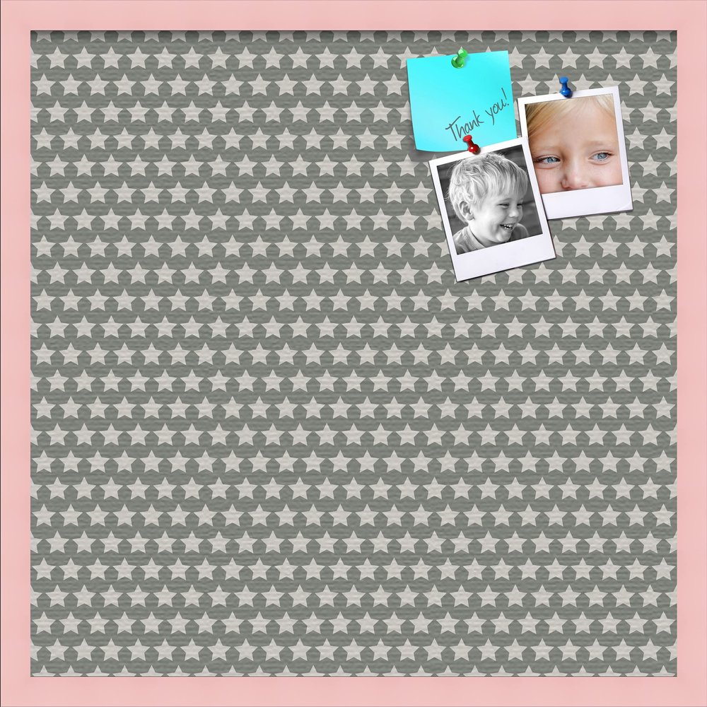 PinPix Decorative pin Cork Bulletin Board Made from Canvas, Retro Pattern Printed at 24x24 Inches and Framed in Baby Pink Stain on Beech (PinPix-385)